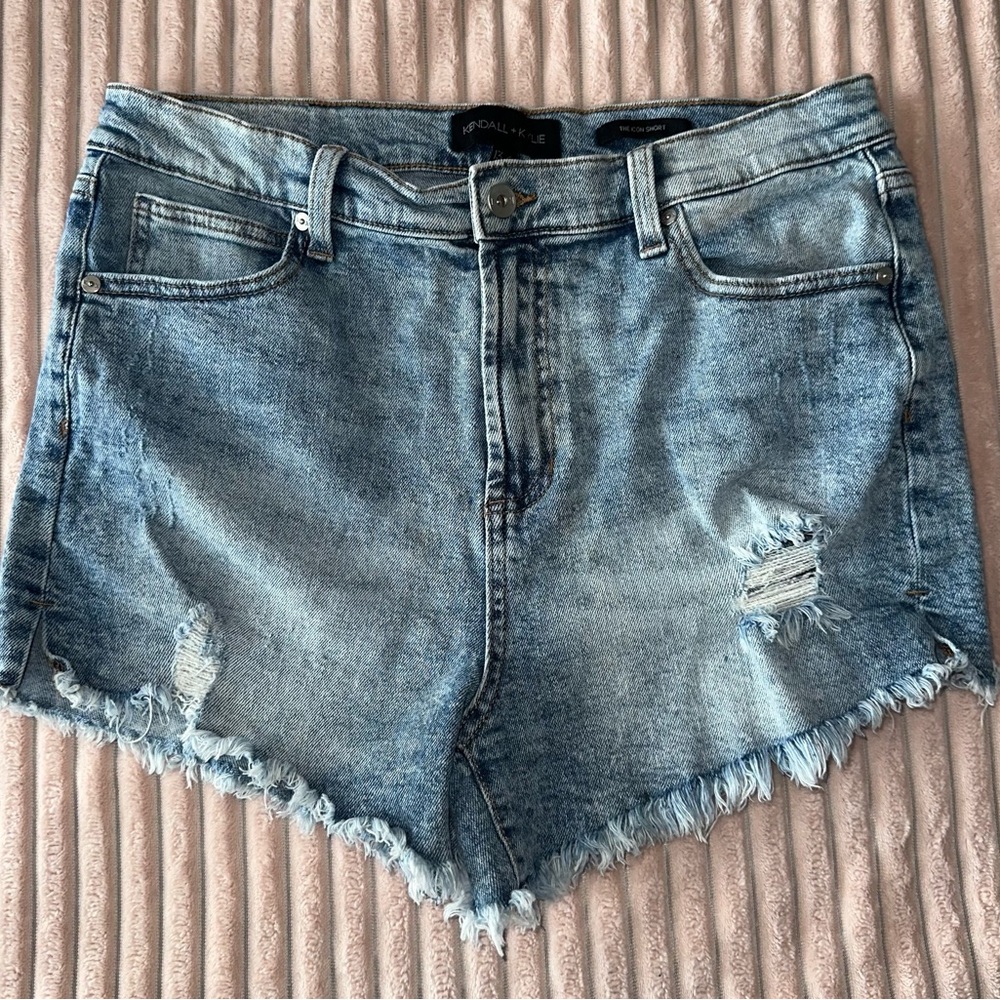 Kendall & Kylie Blue Jean Shorts Distressed Cut-Offs